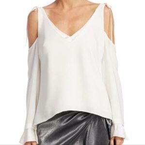Cinq à Sept Sonia Cold-Shoulder Top in Ivory, Size XS